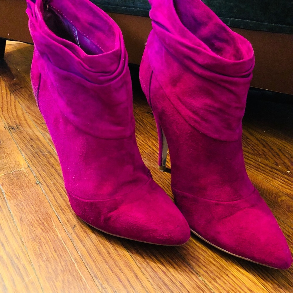 Magenta fushia colored booties